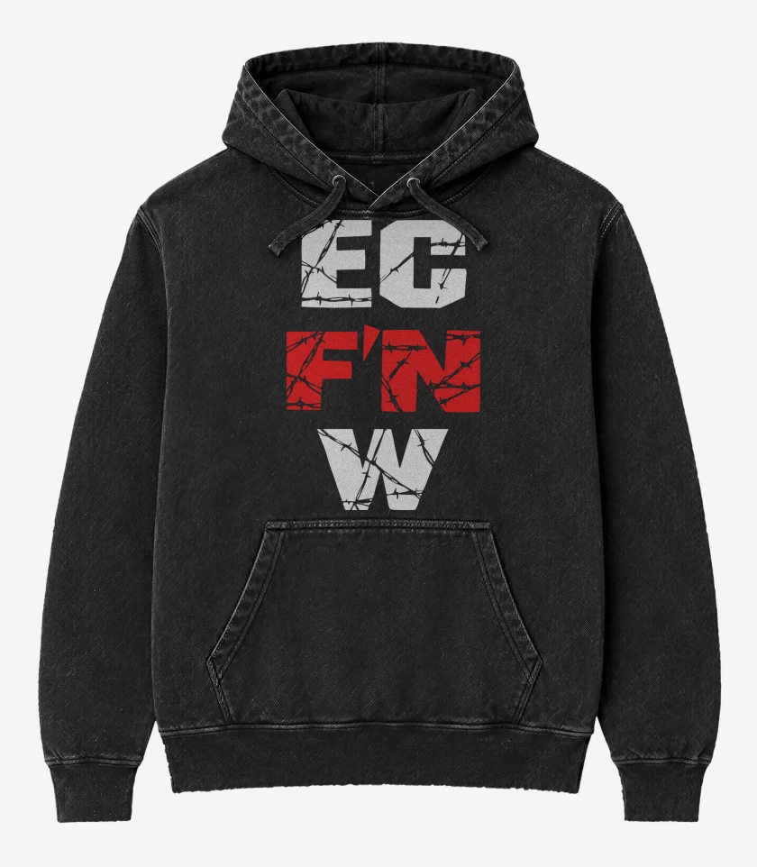 Poleron Canguro Acid Wash Negro de EC FN W