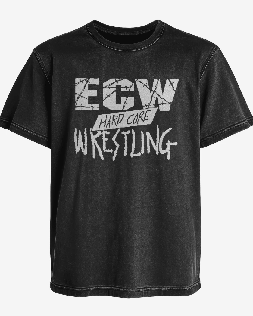 Polera desgastada Negro de ECW Hardcore Wrestling v2