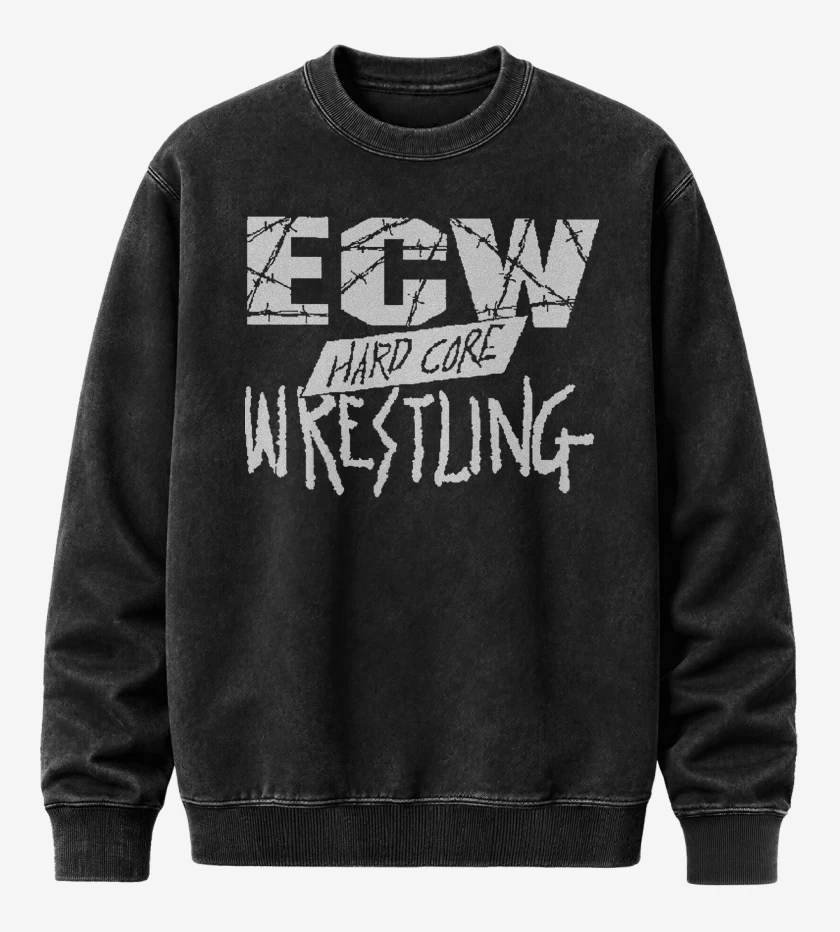 Poleron Polo Acid Wash Negro de ECW Hardcore Wrestling v2