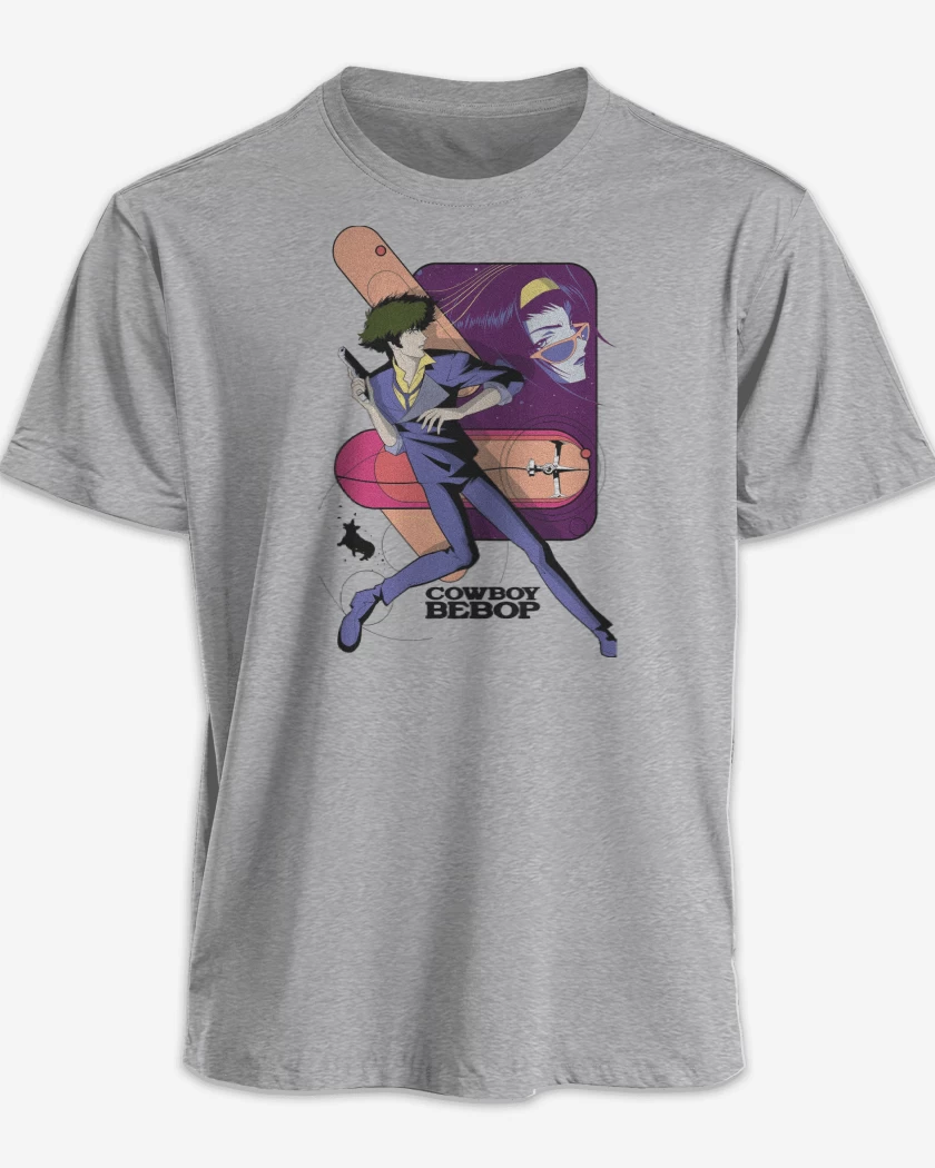 Polera premium Gris Melange de Cowboy Bebop Vaqueros del Espacio