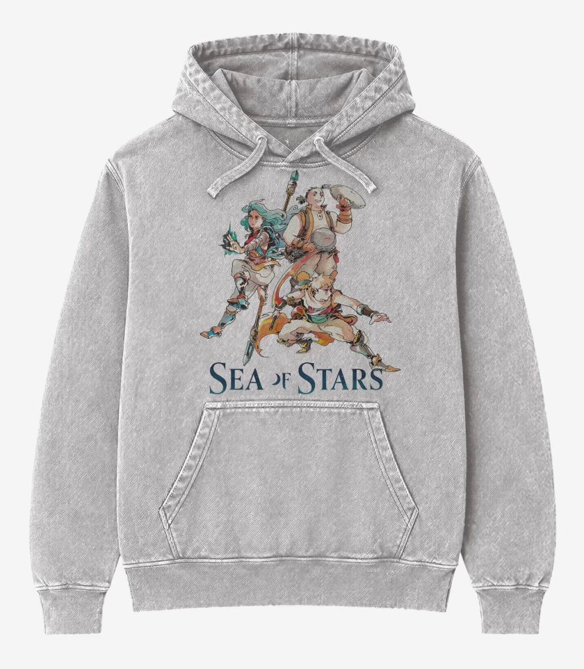 Poleron Canguro Acid Wash Gris Melange de Sea of Stars