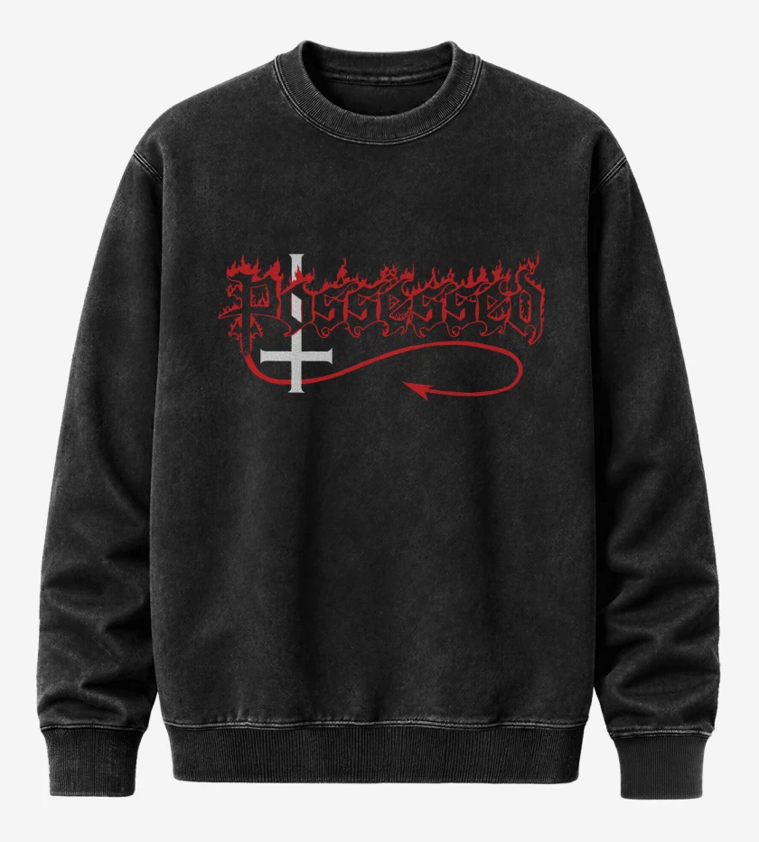 Poleron Polo Acid Wash Negro de Possessed Logo