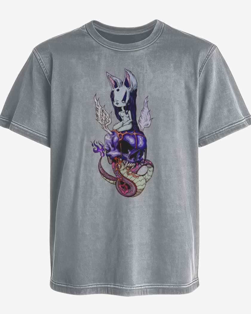 Polera desgastada Gris Melange de The great skull
