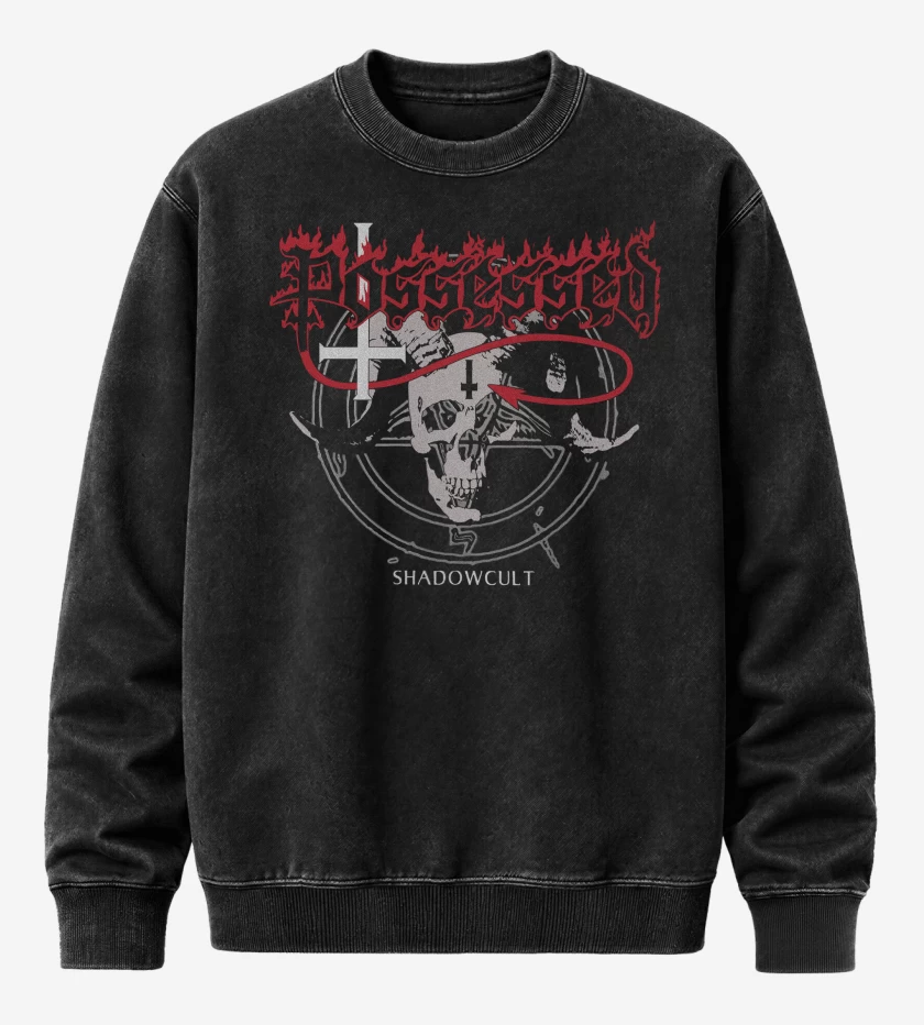 Poleron Polo Acid Wash Negro de Possessed Shadowcult