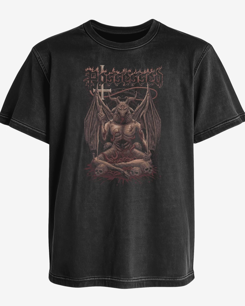 Polera desgastada Negro de Possessed Baphomet