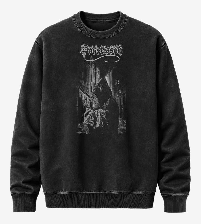 Poleron Polo Acid Wash Negro de Possessed Ripper