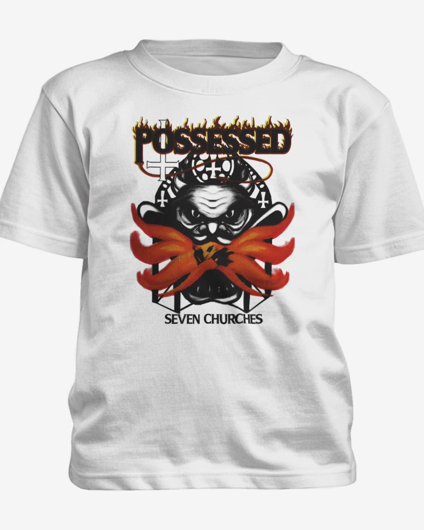 Polera de niño Blanco de Possessed 7 Iglesias