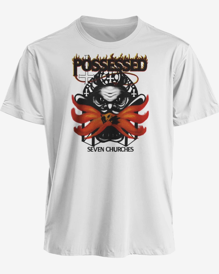 Polera premium Blanco de Possessed 7 Iglesias