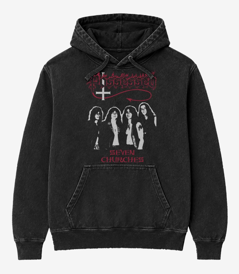 Poleron Canguro Acid Wash Negro de Possessed Band
