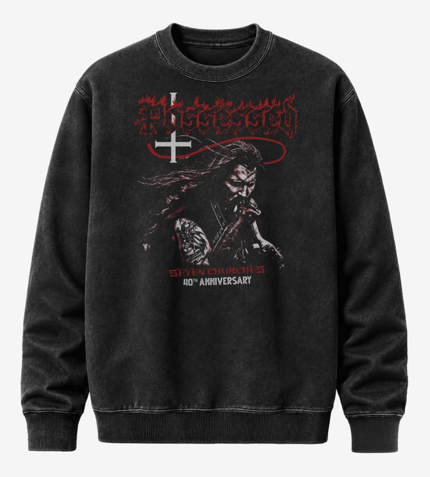 Poleron Polo Acid Wash Negro de Possessed Jeff Becerra 