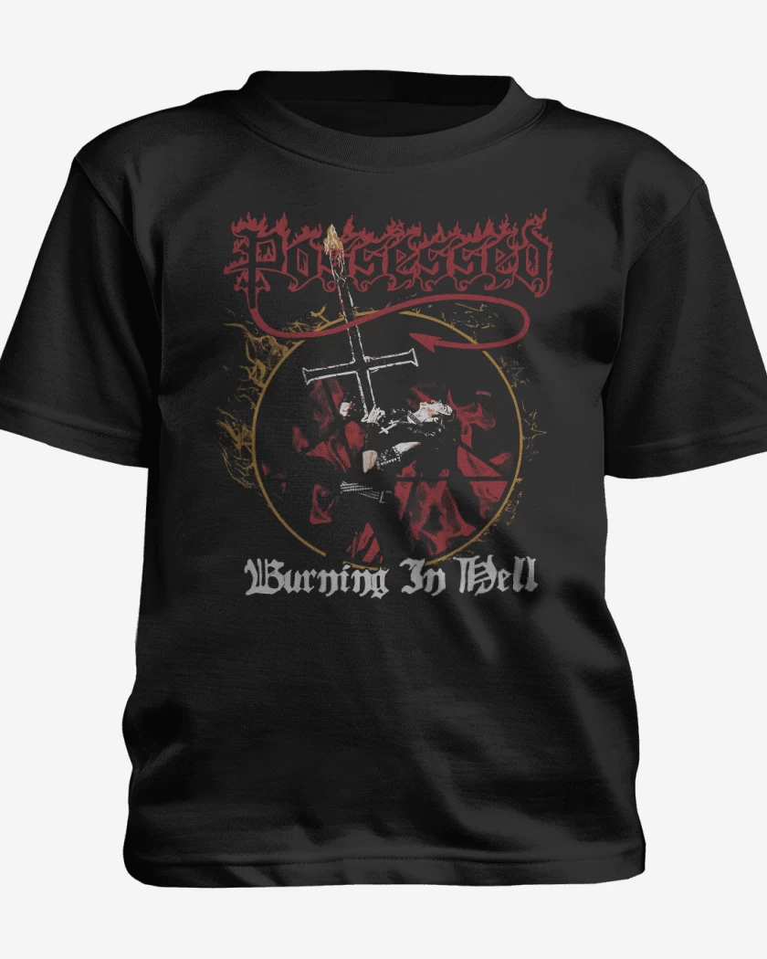 Polera de niño Negro de Possessed Burning in Hell