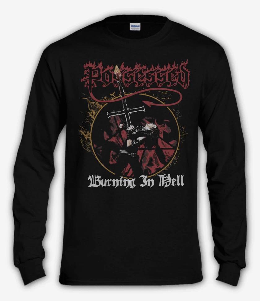 Polera manga larga Negro de Possessed Burning in Hell
