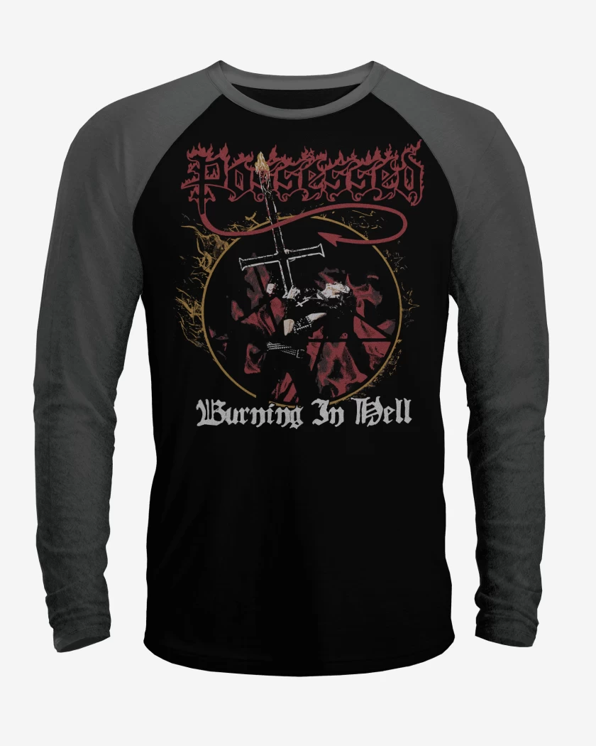 Polera Raglan Possessed Burning in Hell