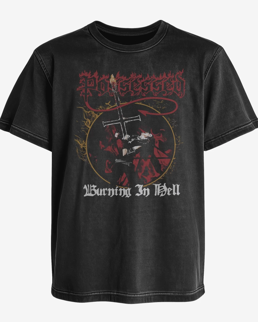 Polera desgastada Possessed Burning in Hell