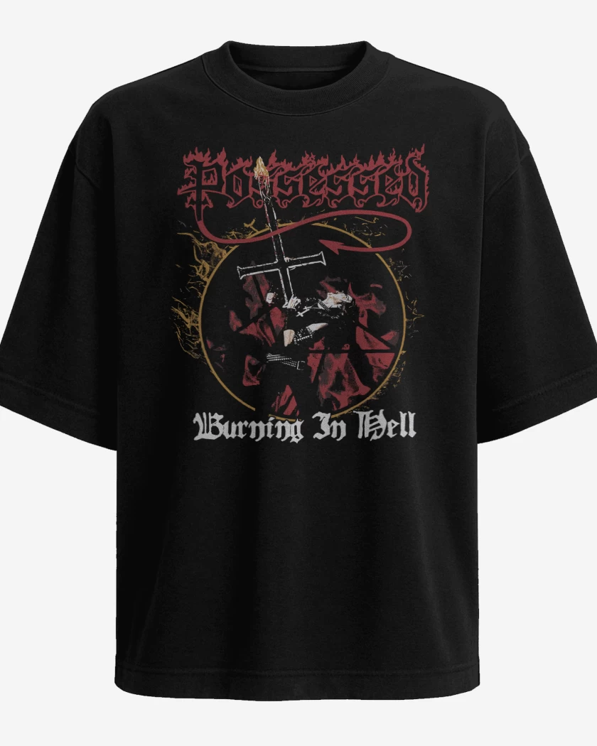 Polera Oversize Possessed Burning in Hell