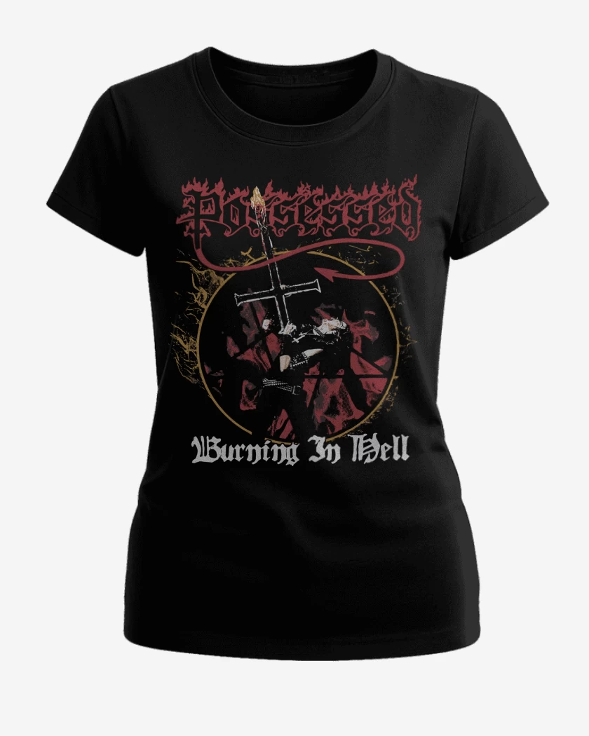 Polera de Mujer Negro de Possessed Burning in Hell