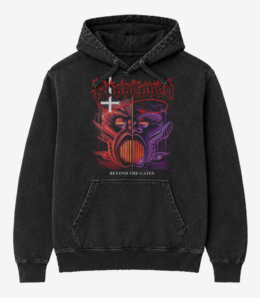 Poleron Canguro Acid Wash Negro de Possessed Beyond the Gates