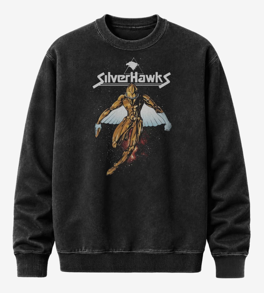 Poleron Polo Acid Wash Negro de Silver Hawks 2