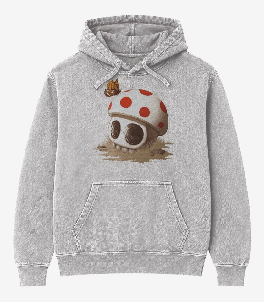 Poleron Canguro Acid Wash Gris Melange de Toad