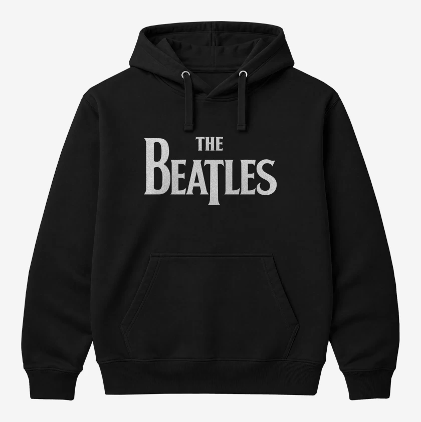 Polerón Canguro Negro de The Beatles Logo
