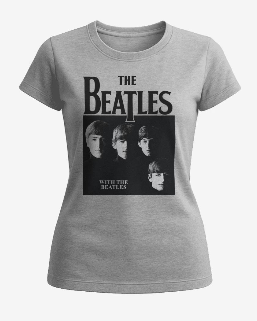 Polera de Mujer Gris Melange de The Beatles With The Beatles N