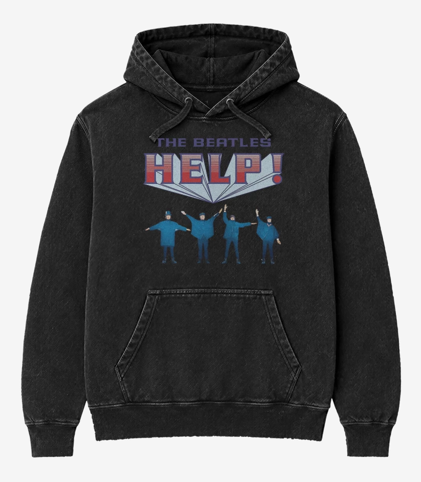 Poleron Canguro Acid Wash Negro de The Beatles Help