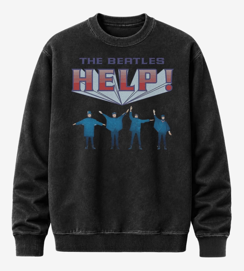 Poleron Polo Acid Wash Negro de The Beatles Help