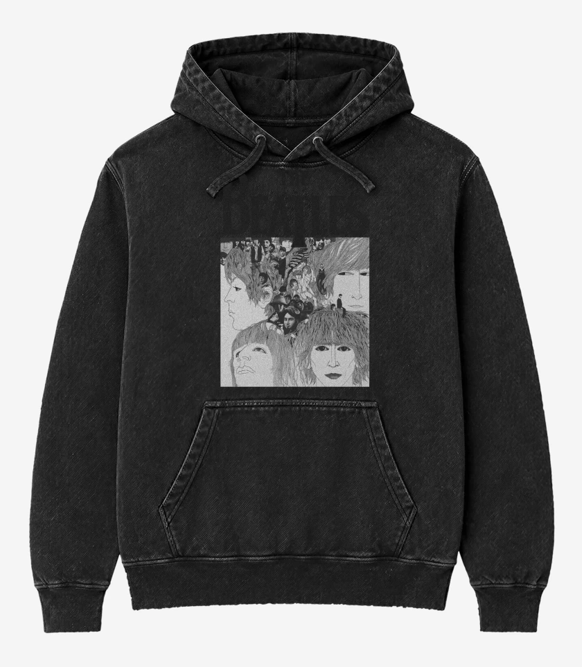 Poleron Canguro Acid Wash Negro de The Beatles Revolver B
