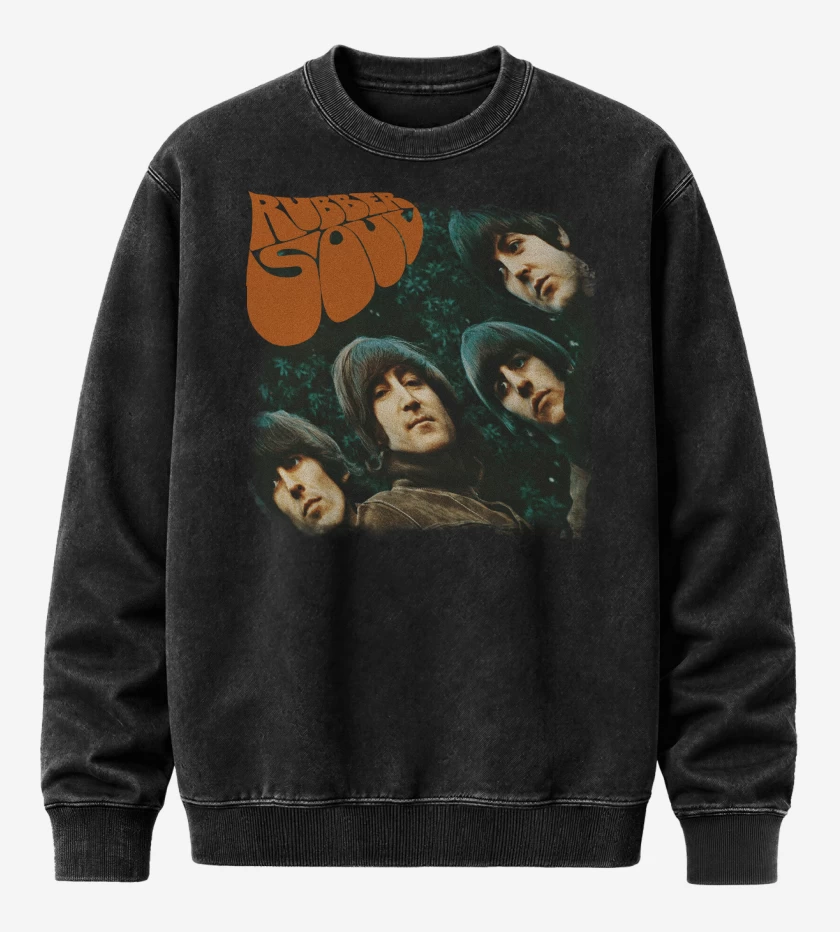 Poleron Polo Acid Wash Negro de The Beatles Rubber Soul v1