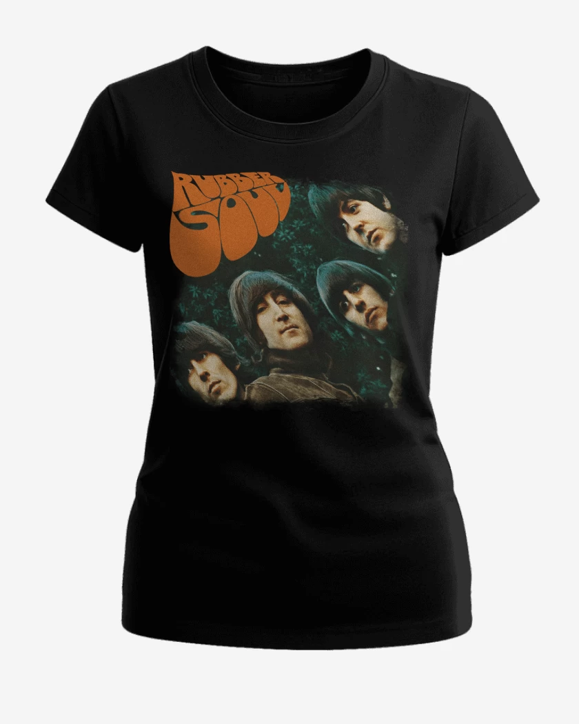 Polera de Mujer Negro de The Beatles Rubber Soul v1
