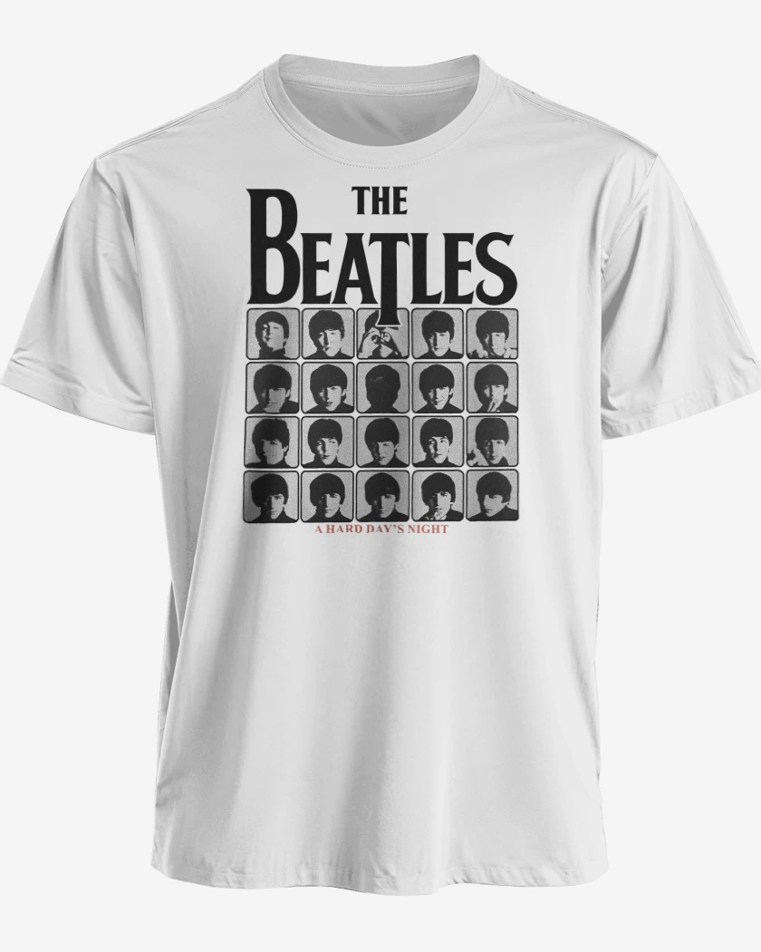 Polera premium Blanco de The Beatles A Hard Days Night B