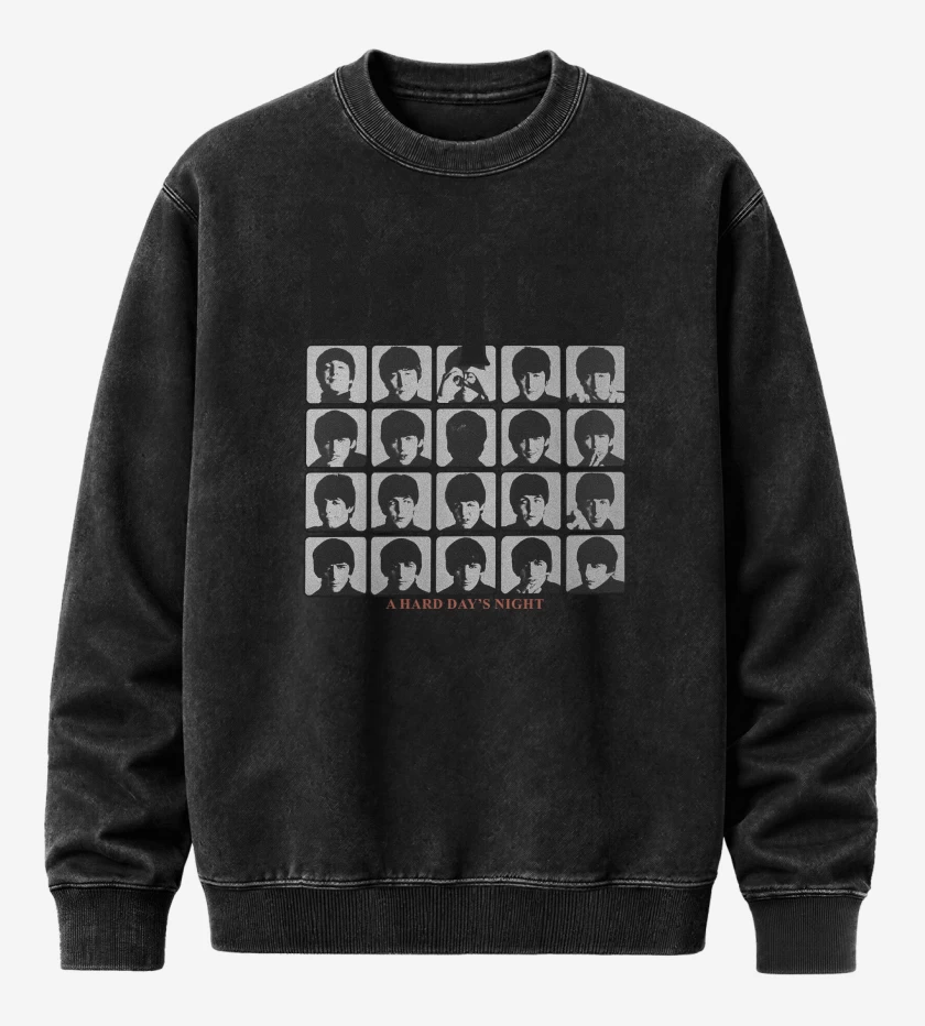 Poleron Polo Acid Wash Negro de The Beatles A Hard Days Night B
