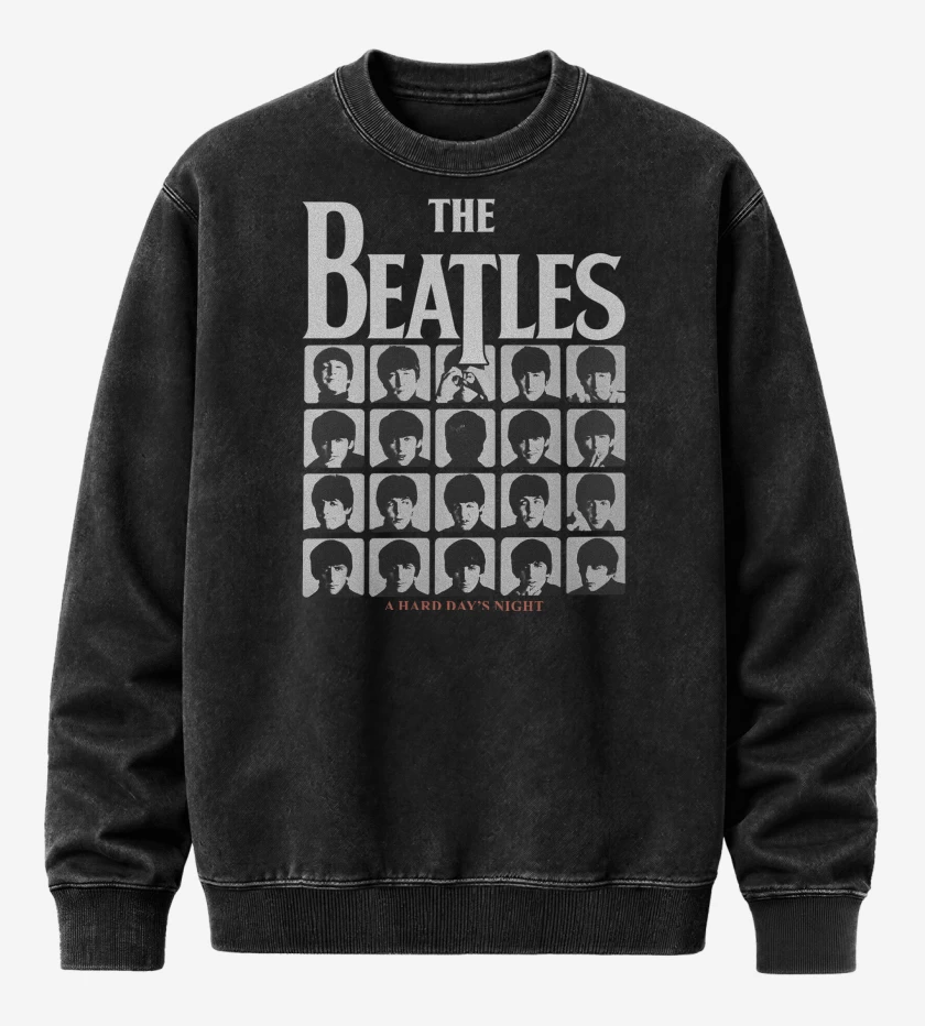 Poleron Polo Acid Wash Negro de The Beatles A Hard Days Night
