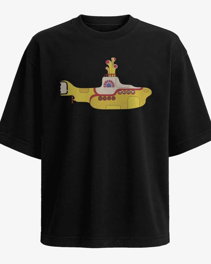 Polera Oversize Negro de The Beatles Submarino Amarillo