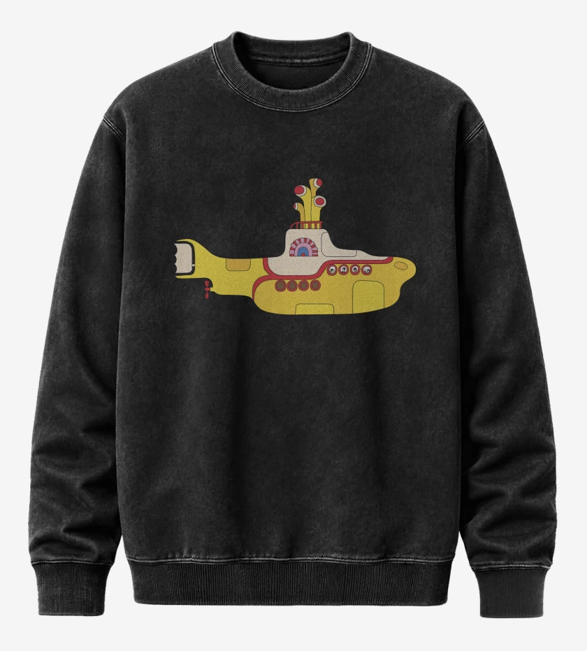Poleron Polo Acid Wash Negro de The Beatles Submarino Amarillo