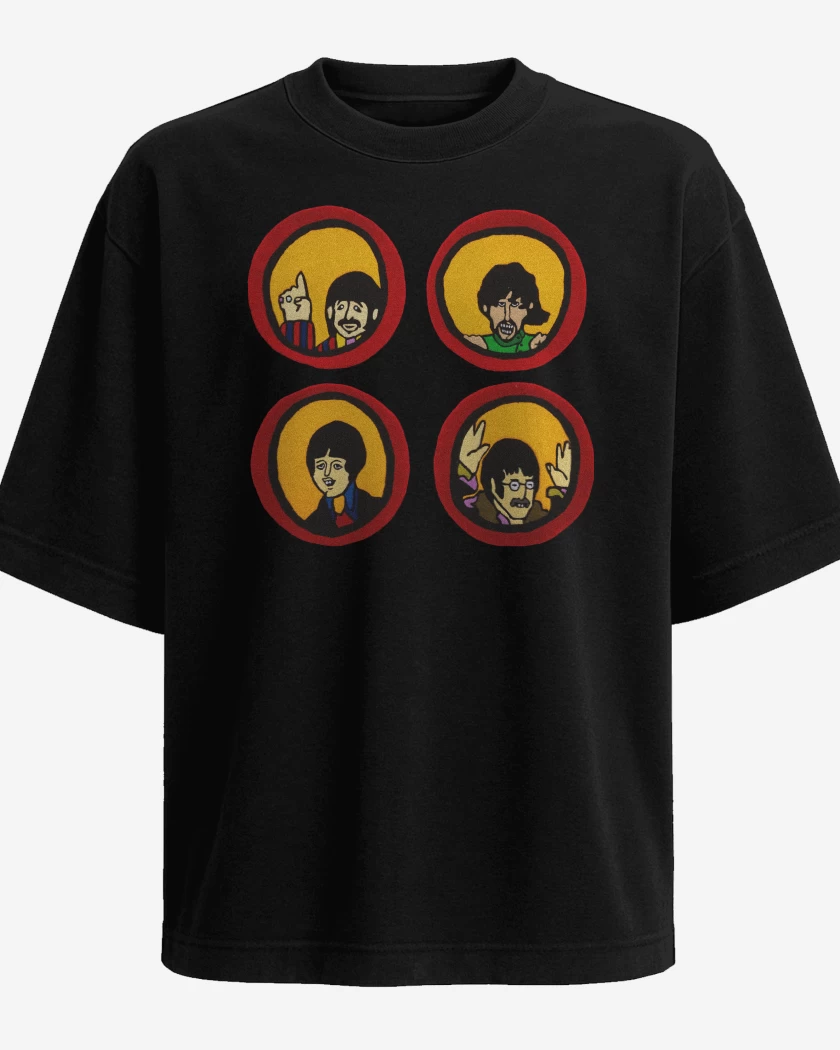 Polera Oversize Negro de The Beatles Tripulantes