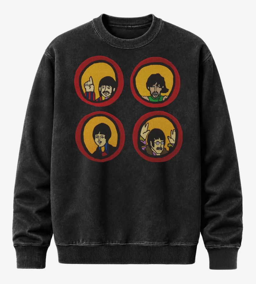 Poleron Polo Acid Wash Negro de The Beatles Tripulantes