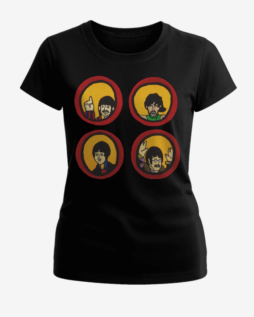 Polera de Mujer Negro de The Beatles Tripulantes