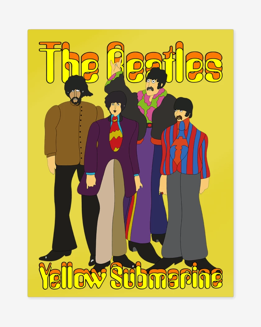 Print metalico Amarillo de The Beatles Yellow Submarine