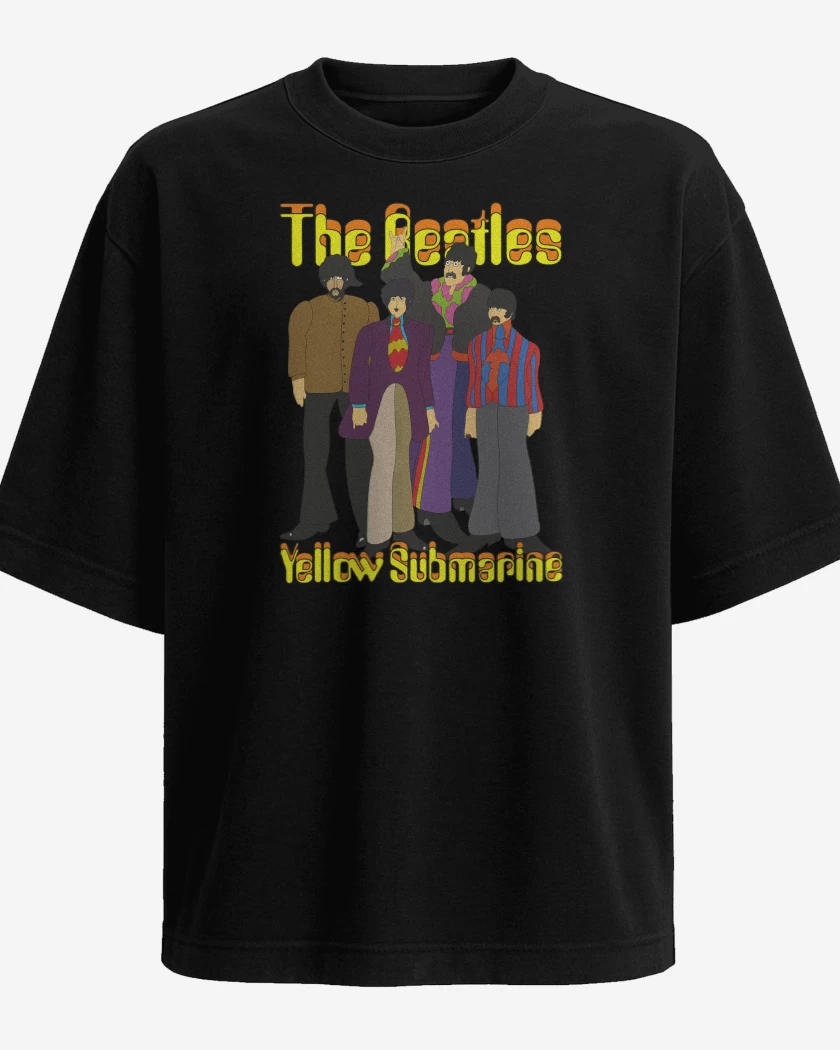 Polera Oversize Negro de The Beatles Yellow Submarine