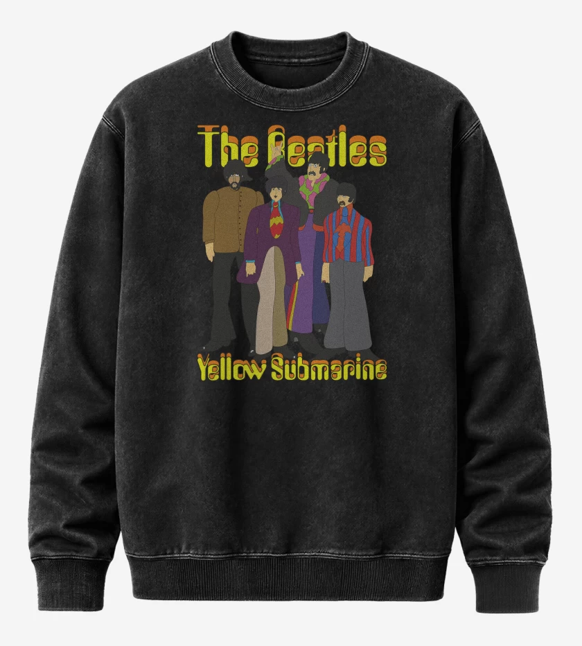 Poleron Polo Acid Wash Negro de The Beatles Yellow Submarine