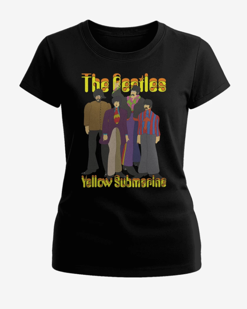 Polera de Mujer Negro de The Beatles Yellow Submarine