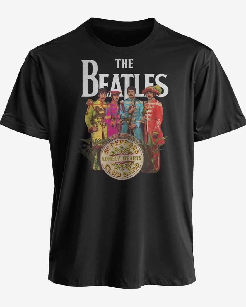 Polera premium Negro de The Beatles Lonely Hearts Club 