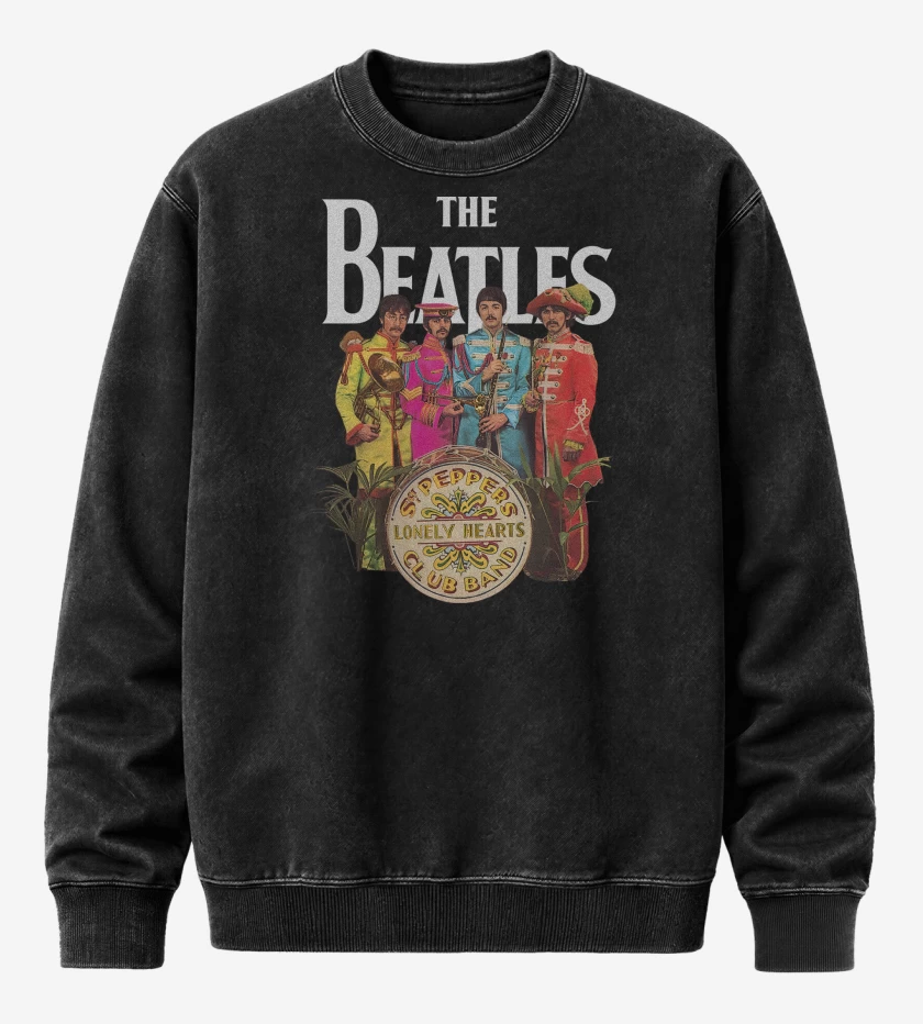 Poleron Polo Acid Wash Negro de The Beatles Lonely Hearts Club 