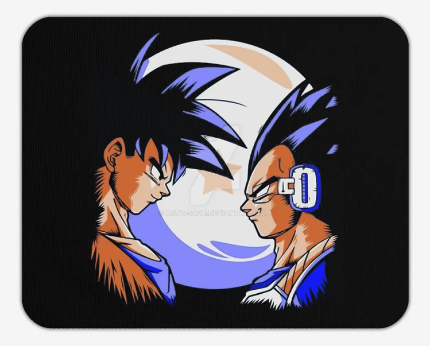 Mousepad Negro de Goku vs Vegeta