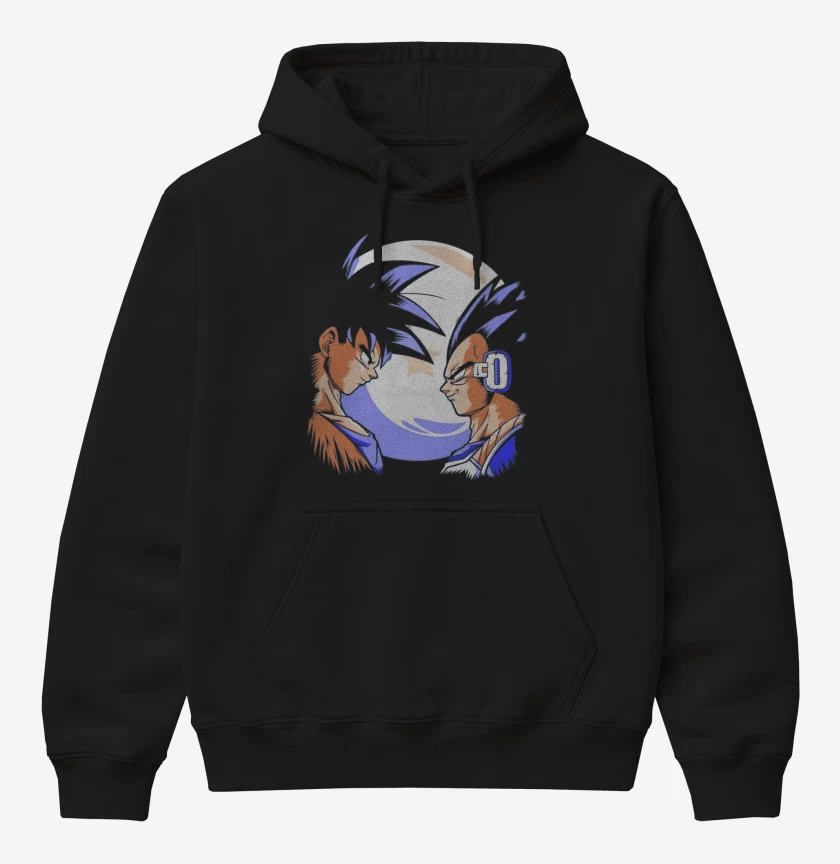 Poleron Canguro básico Negro de Goku vs Vegeta