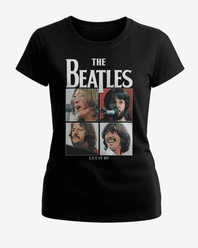 Polera de Mujer Negro de The Beatles Let it Be v2