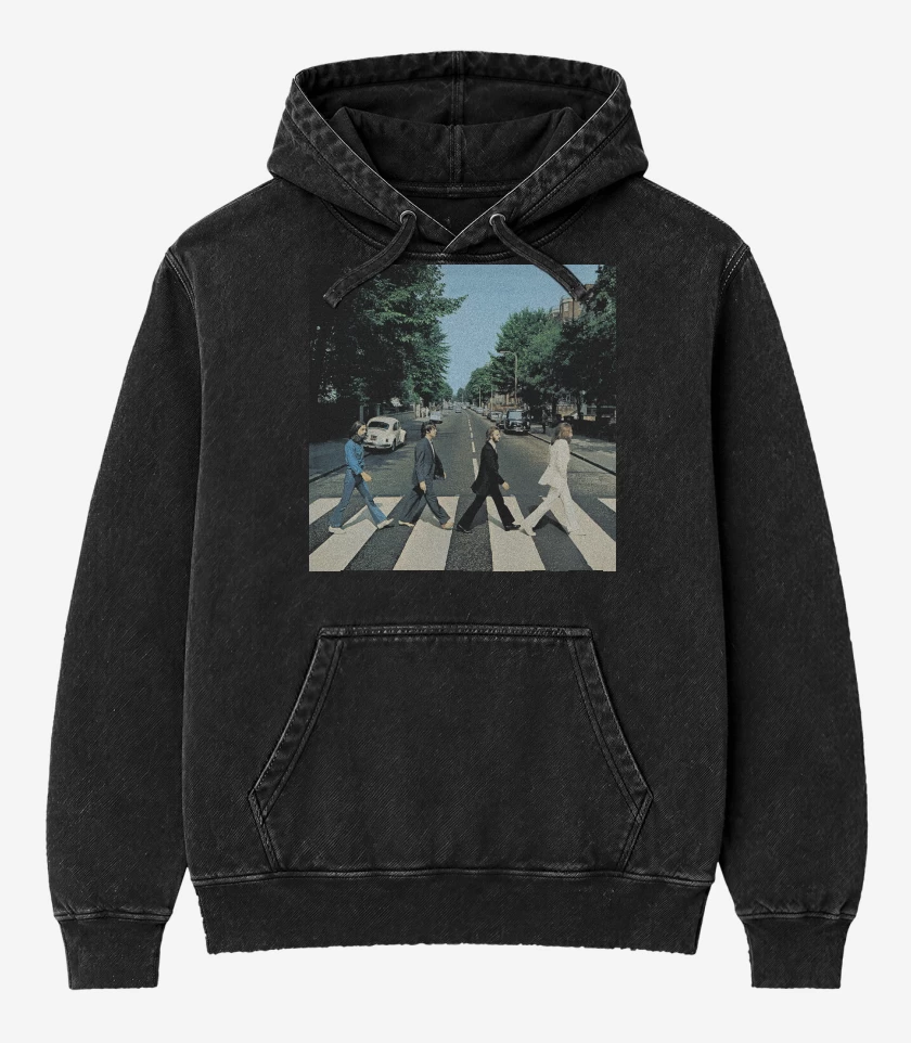 Poleron Canguro Acid Wash Negro de The Beatles Abbey