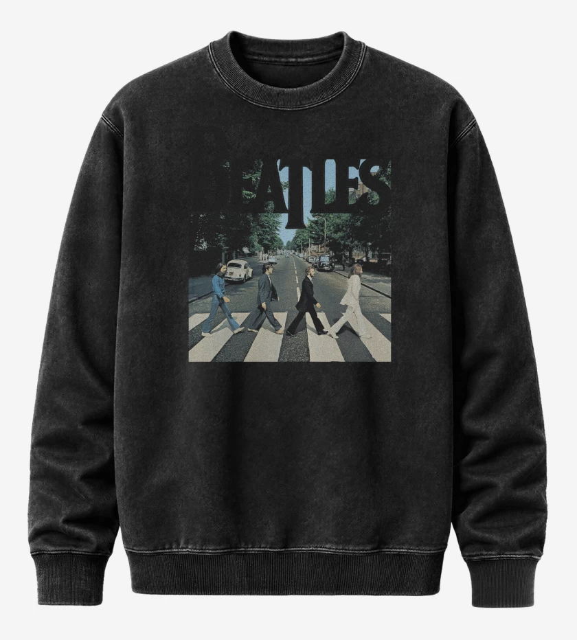 Poleron Polo Acid Wash Negro de The Beatles Abbey Road v2