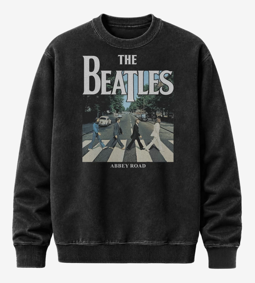 Poleron Polo Acid Wash Negro de The Beatles Abbey Road v3
